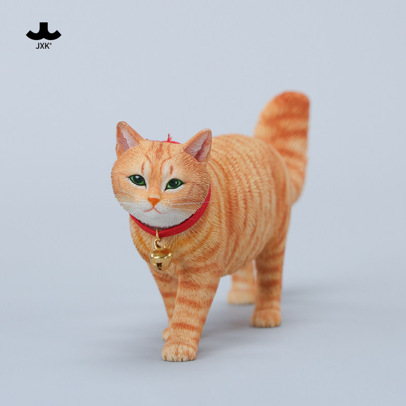 JXK 田园猫6.0白猫奶牛猫橘猫仿真动物模型玩偶公仔玩具手办摆件