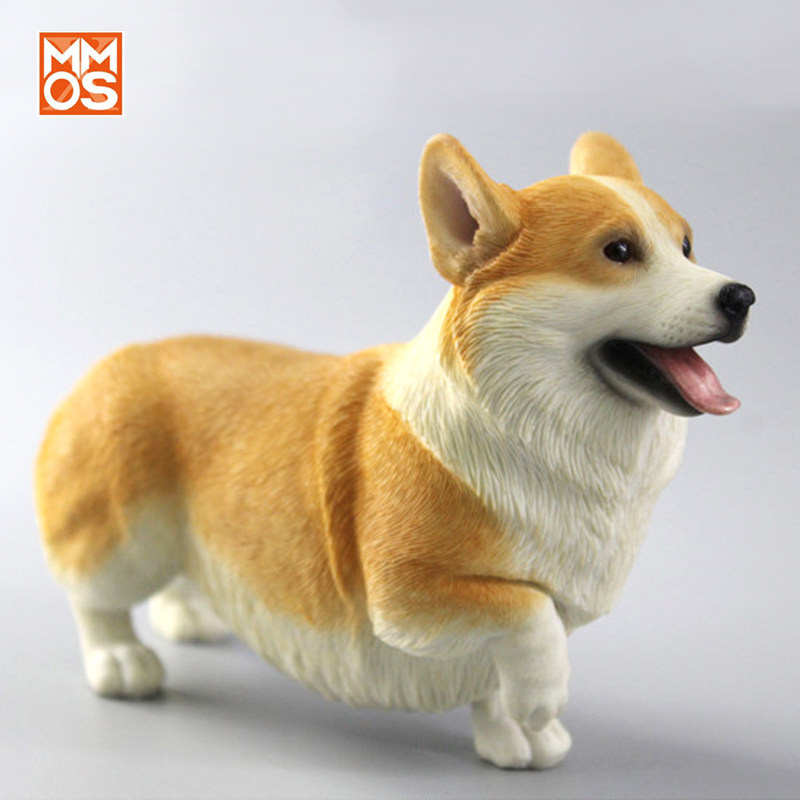 Xmmos 柯基犬摆件可爱狗狗家居小饰品仿真动物桌面手办树脂模型
