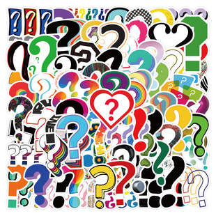 120张新款question mark卡通涂鸦贴纸装饰滑板水杯贴纸