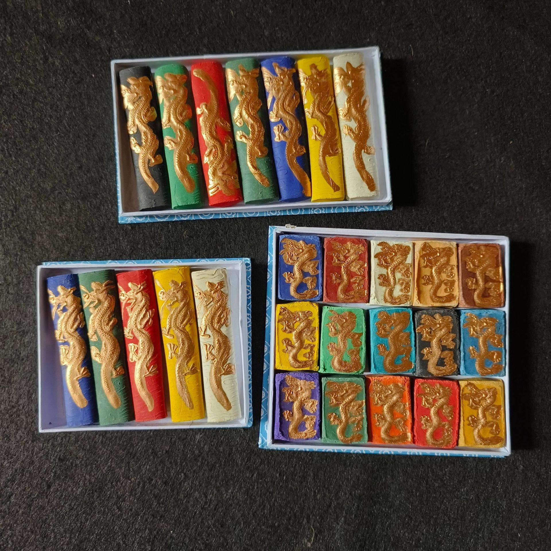 胡开文彩墨国画彩色墨条盒装五彩七彩墨锭书法墨块文房四宝