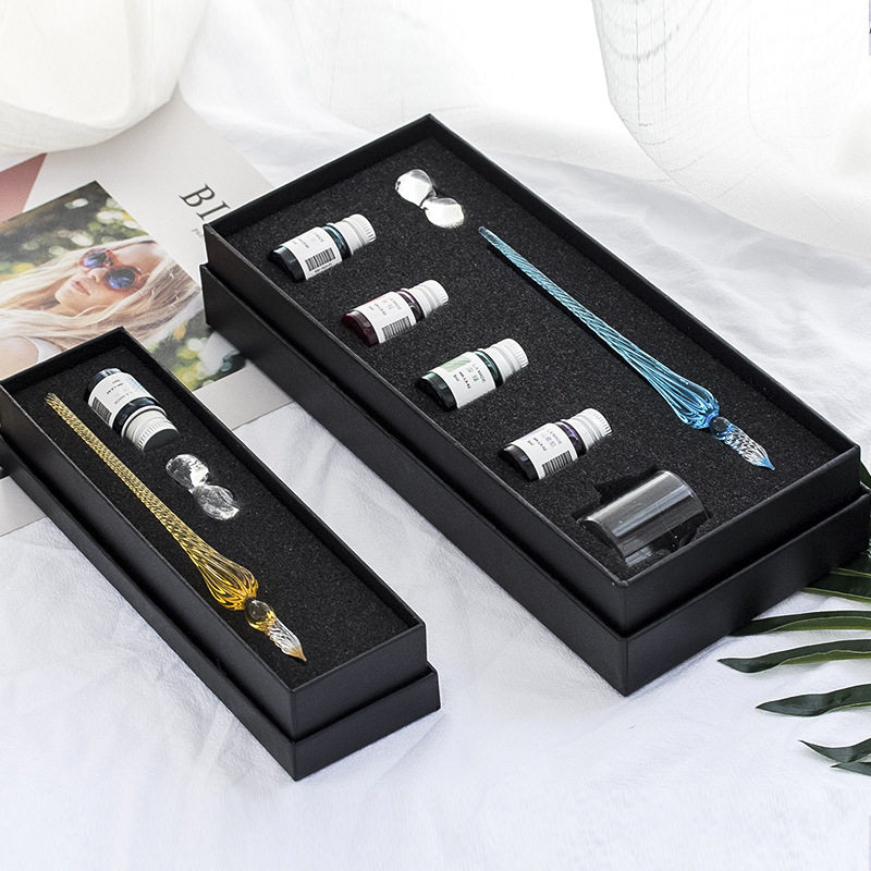 手工闪粉玻璃彩色墨水蘸水笔漫画试色笔螺纹尖练字钢笔礼盒装,节庆用品/礼品,文化创意文具,淘宝优惠券,粉丝福利购,淘宝优惠卷