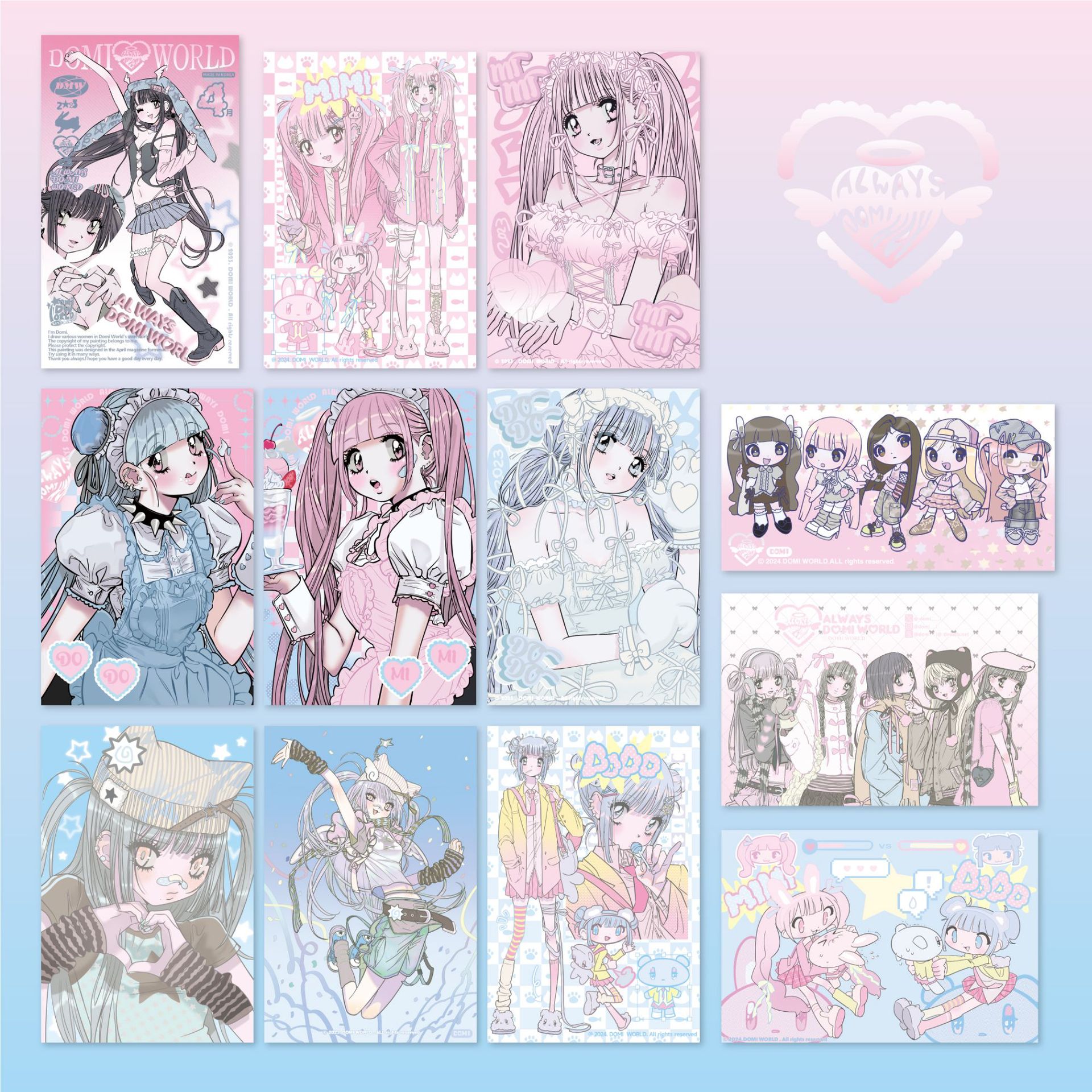 新款domi明信片女仆双面明信片diy装饰素材ins手帐礼物桌面摆件