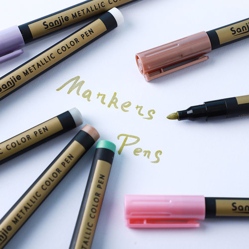 彩色金属马克笔油漆笔记号笔大头金属马克笔10色马克笔套