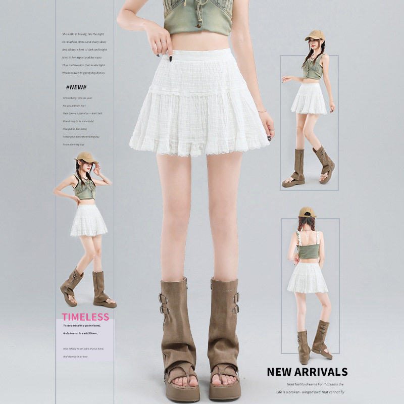 芭蕾风高腰蕾丝拼接蓬蓬短裙女夏季甜美白色防走光层层蛋糕裙,女装/女士精品,半身裙,淘宝优惠券,粉丝福利购,淘宝优惠卷