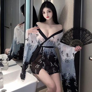 衣姿彩情感内衣性感柔纱透视水墨和服浴袍古风汉服制服套装