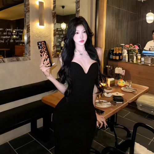 名媛高级感修身抹胸连衣裙女性感轻熟风生日宴会礼服长裙子TZ7634