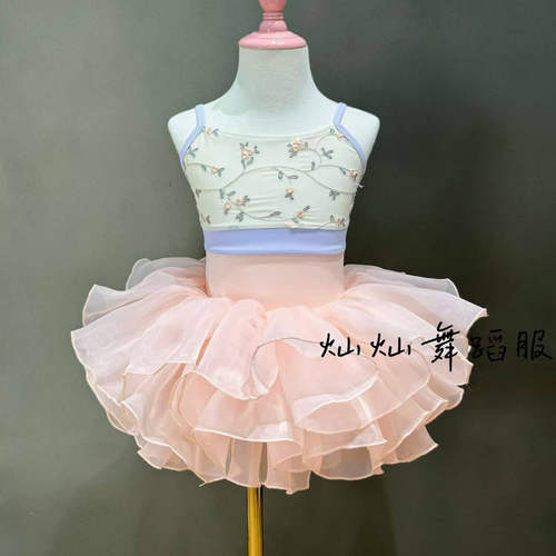 儿童舞蹈服女童夏季吊带连体