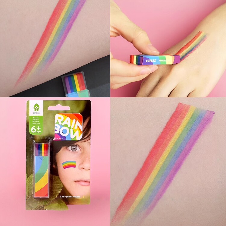 舞台妆彩虹笔脸贴画脸笔学生小孩运动会啦啦操装饰彩虹条彩绘彩条