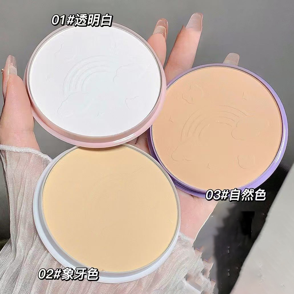 奶萌粉饼定妆蜜粉持久控油遮瑕亮白不易脱妆提亮纯白色小孩舞台妆