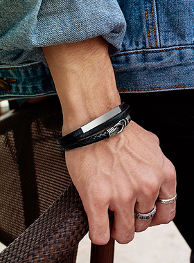 帅气手链个性韩版手环编织皮绳