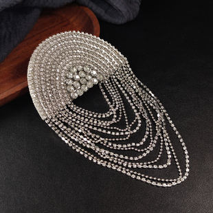 奢华闪耀水钻流苏肩章走秀演出司仪男胸针儿童肩饰礼服肩链配饰女