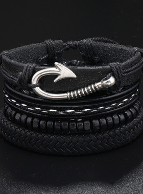 个性组合皮手环多层皮绳手链
