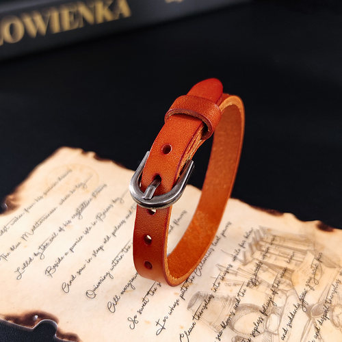 日韩版简约牛皮情侣手链男女光面