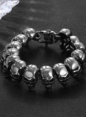 霸气骷髅头手链不掉色