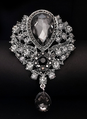 夸张大胸针复古大气别针女式韩国奢华高档配饰水晶胸花大衣配饰品