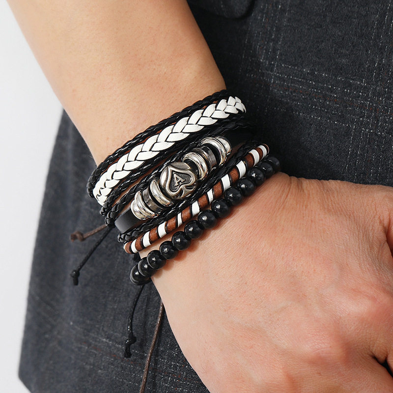 个性潮酷手链男韩版学生编织ins嘻哈复古手环手镯简约组合手饰女