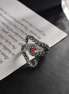 酷帅章鱼触手戒指钛钢指环不掉色