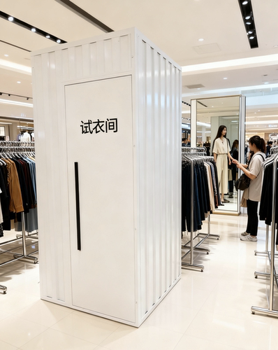 工业风移动试衣间服装店试衣间白色简约商业空间更衣室