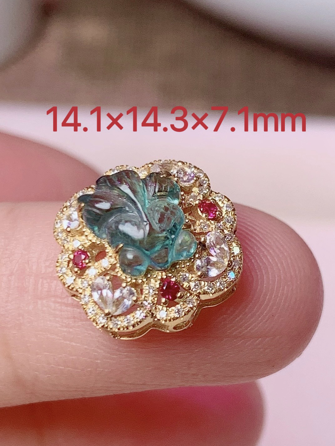 帕拉伊巴蓝碧玺金鱼盒子18k金镶嵌钻石蓝碧玺多啦魔盒diy多宝配件