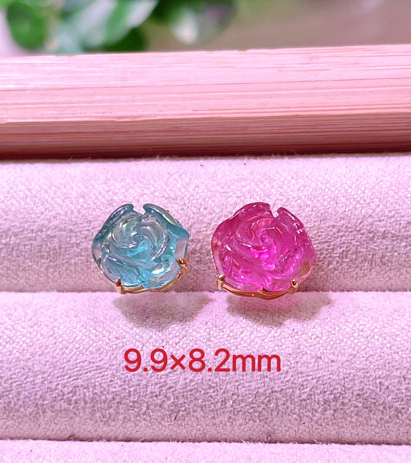 18k金镶嵌碧玺牡丹花耳钉帕拉伊巴蓝碧玺牡丹卢比来红碧玺牡丹 7#