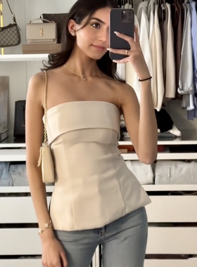 aritzi自制法式复古纯欲风一字肩抹胸背心女内搭外穿性感无袖上衣