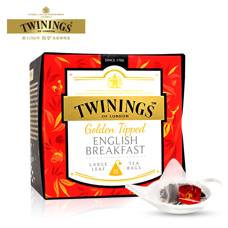 TWININGS英国川宁红茶三角茶包 大叶白金 金毫英式早餐15袋泡茶,茶,特色产区红茶,淘宝优惠券,粉丝福利购,淘宝优惠卷
