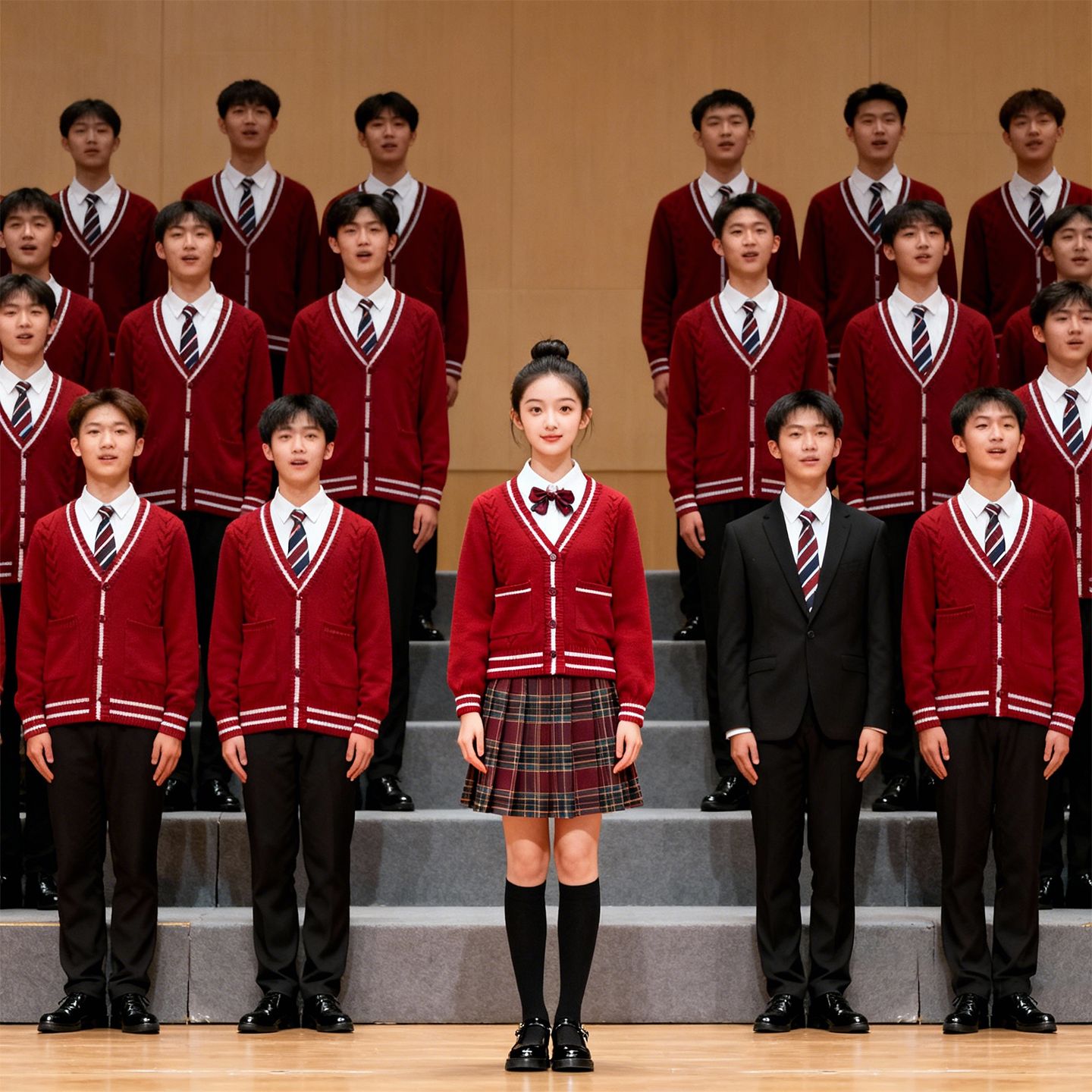 国庆儿童合唱演出服毛衣主持人礼服女诗歌朗诵小学生大合唱表演服