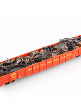 百万城HO美国系列仿真50尺6寸前卸式低边敞车-红/废料火车模型