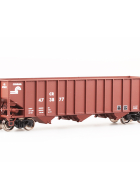 百万城HO美国系列仿真金属车轮100吨3卸口棕色煤炭漏斗车火车模型