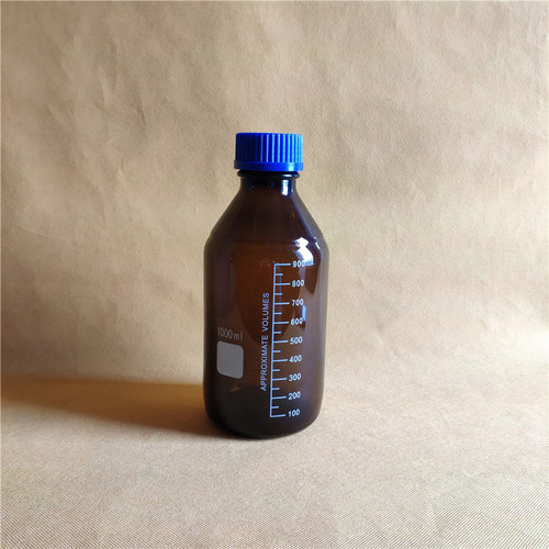 1L茶色玻璃试剂瓶样品石化储藏瓶样品瓶1000ml棕色玻璃GL45蓝盖瓶
