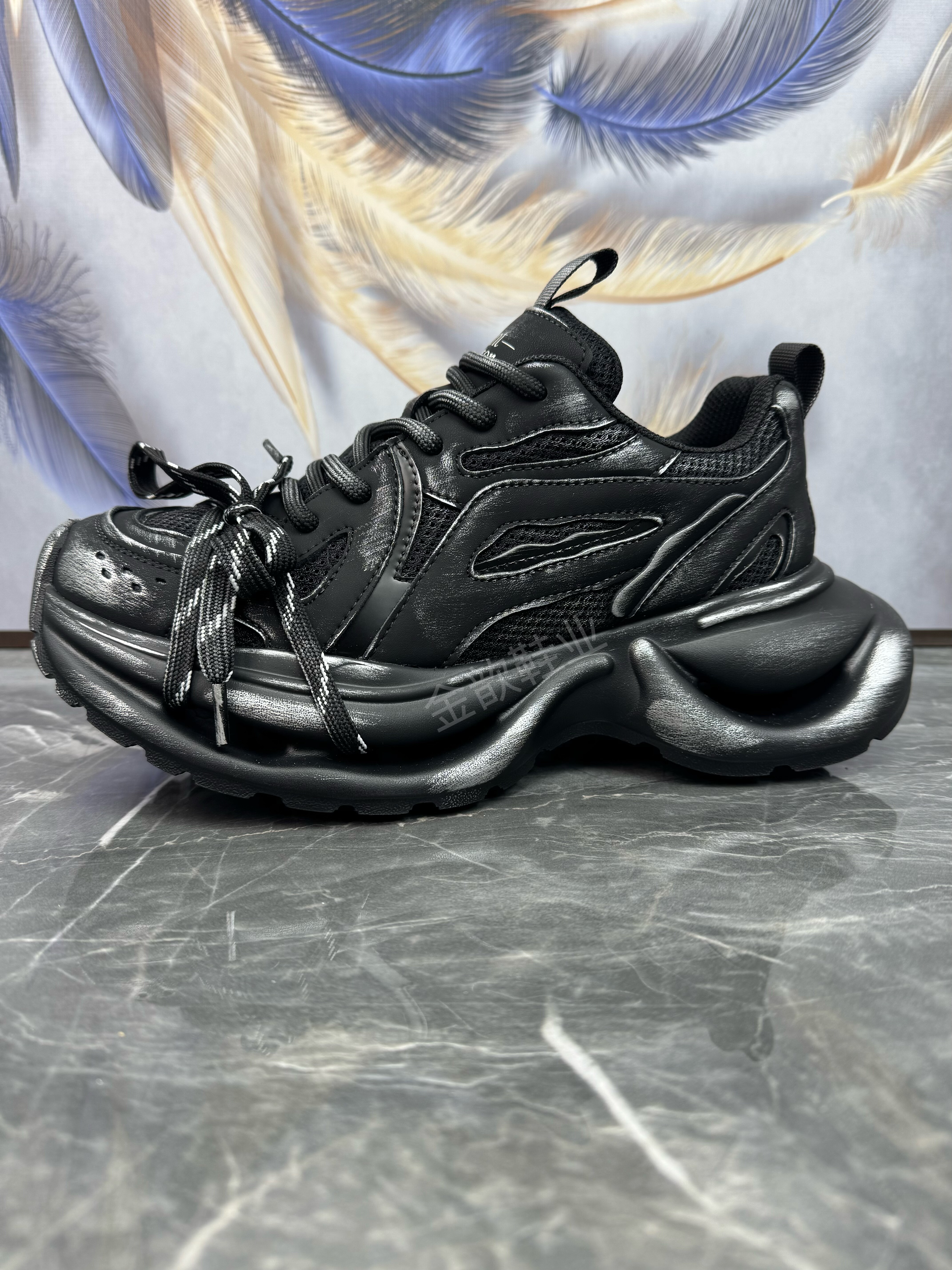 轻便厚底增高做旧网面运动老爹鞋