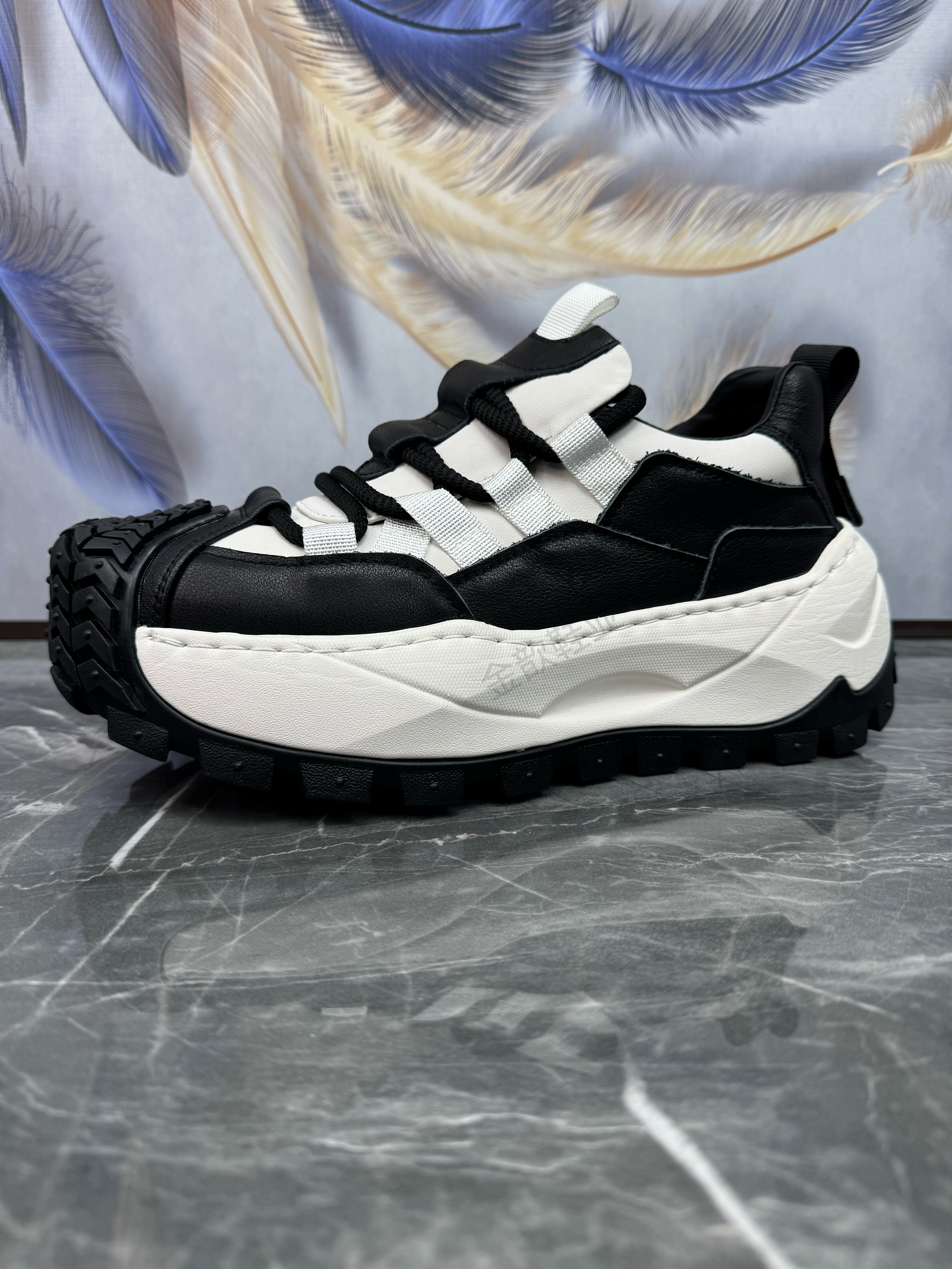 头层牛皮轻便厚底增高休闲老爹鞋