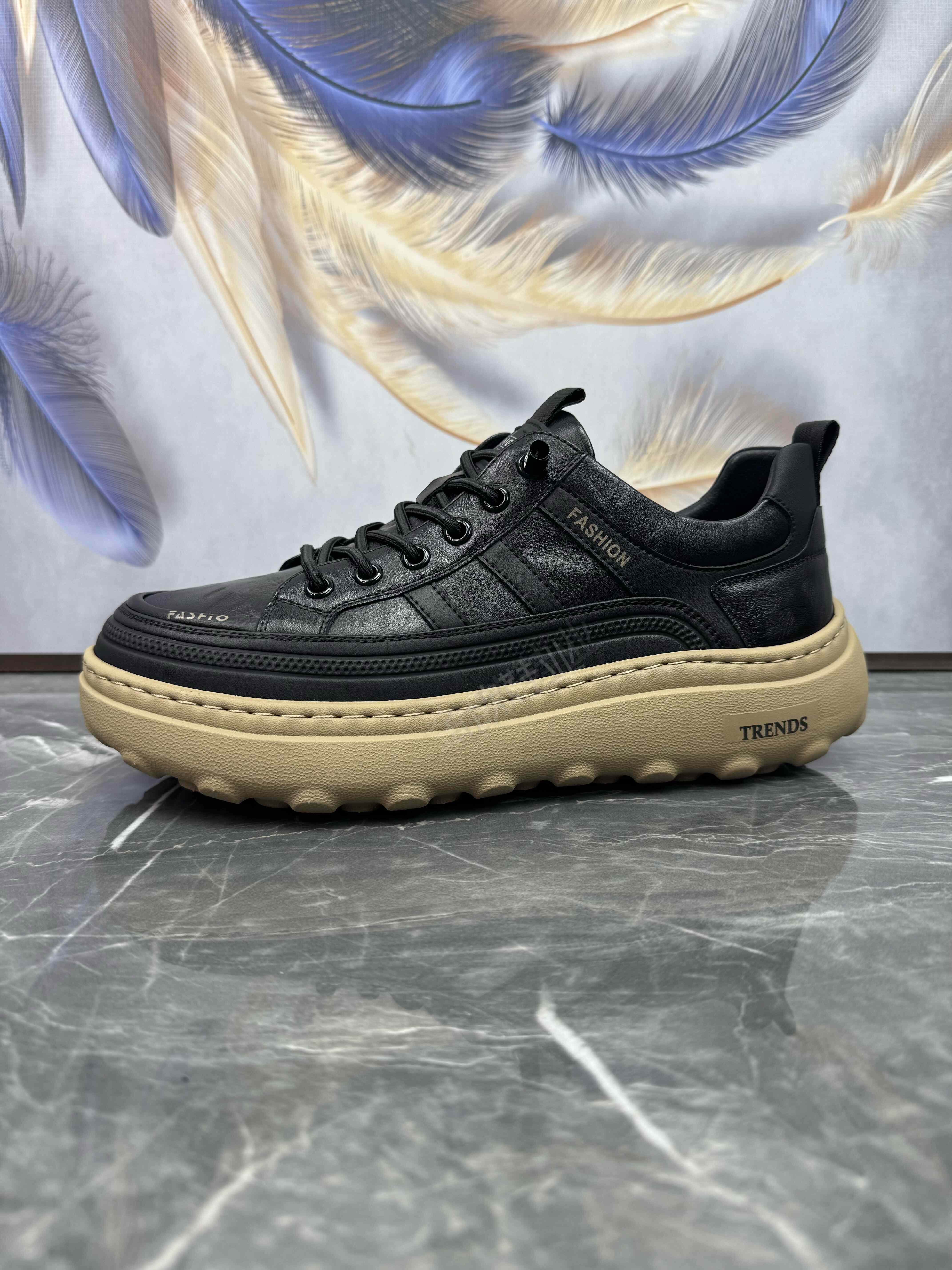 头层牛皮轻便软厚底一脚蹬休闲鞋