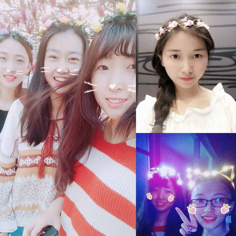 빛나는 머리 장식 등나무 화환 고양이 귀 머리띠 깃털 화환 인터넷 유명인 야시장 창의적인 새로운 작은 장난감