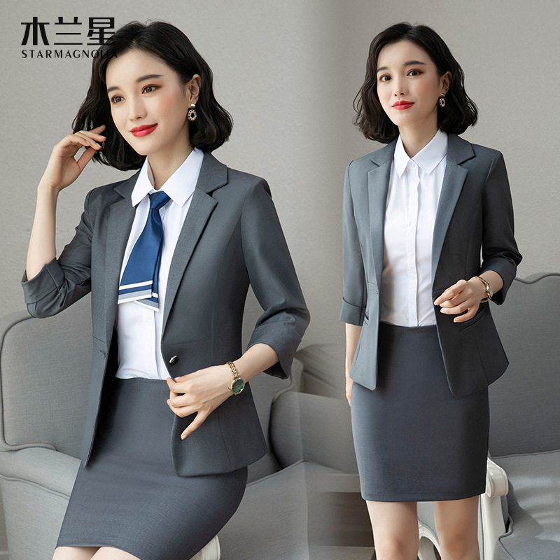 七分袖小西装外套短袖2019秋季新款女士西服套装薄款修身黑色正装
