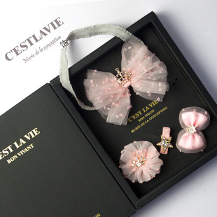 3女宝宝发带皇冠头饰套装 婴儿蝴蝶结发饰韩国 发带礼盒0 W2013经典