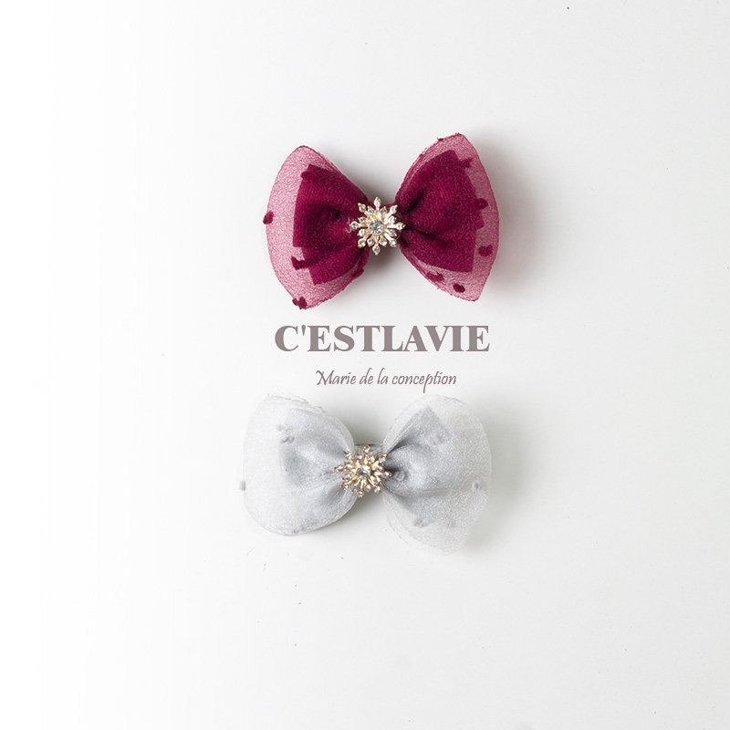 泡泡纱镶钻公主风儿童发夹