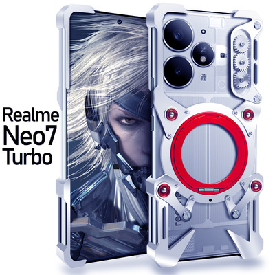 适用于realme真我GT7Pro机械旋转支架neo7turbo手机壳指环gt6金属无边框GT5pro骨架铁透气散热gt7磁吸保护套