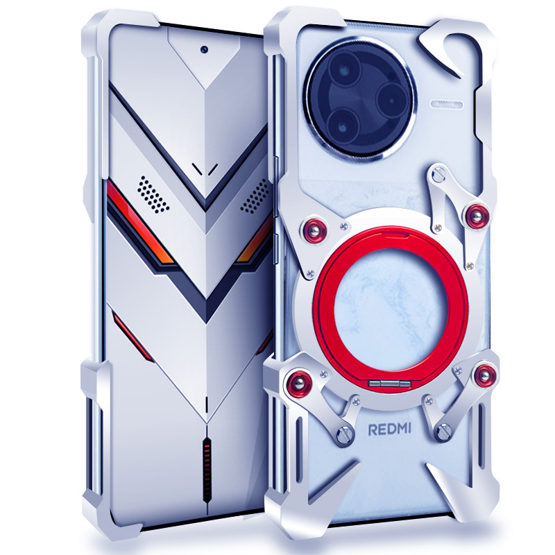 适用于小米POCOF7Ultra机械旋转支架x7pro手机壳指环扣x6pro金属无边框x5pro骨架铁框F7透气散热磁吸x6保护套