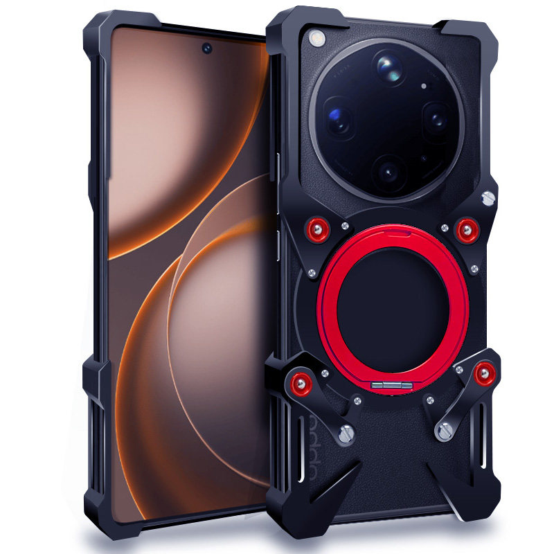 适用于OPPO FindX9/X8/X7/Ultra/SPro/Pro/S/S+手机壳金属机械旋转支架指环扣透气散热半包无边框磁吸保护套