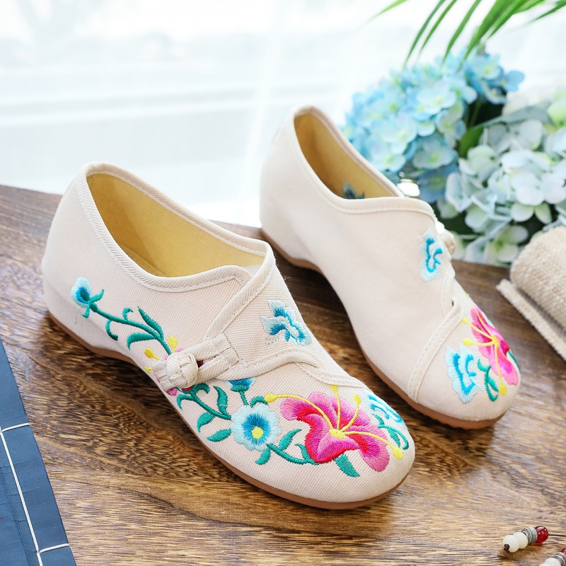 其他内增高刺绣民族风亚麻