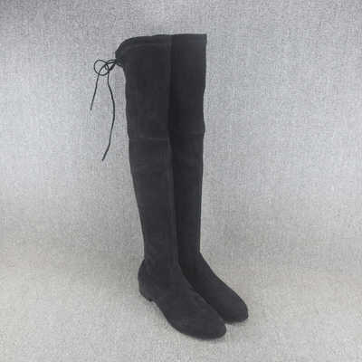 平底过膝靴圆头真皮女长靴