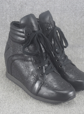 春秋款平底真皮内增高高帮女运动休闲鞋真皮短靴潮酷百搭轻便女鞋