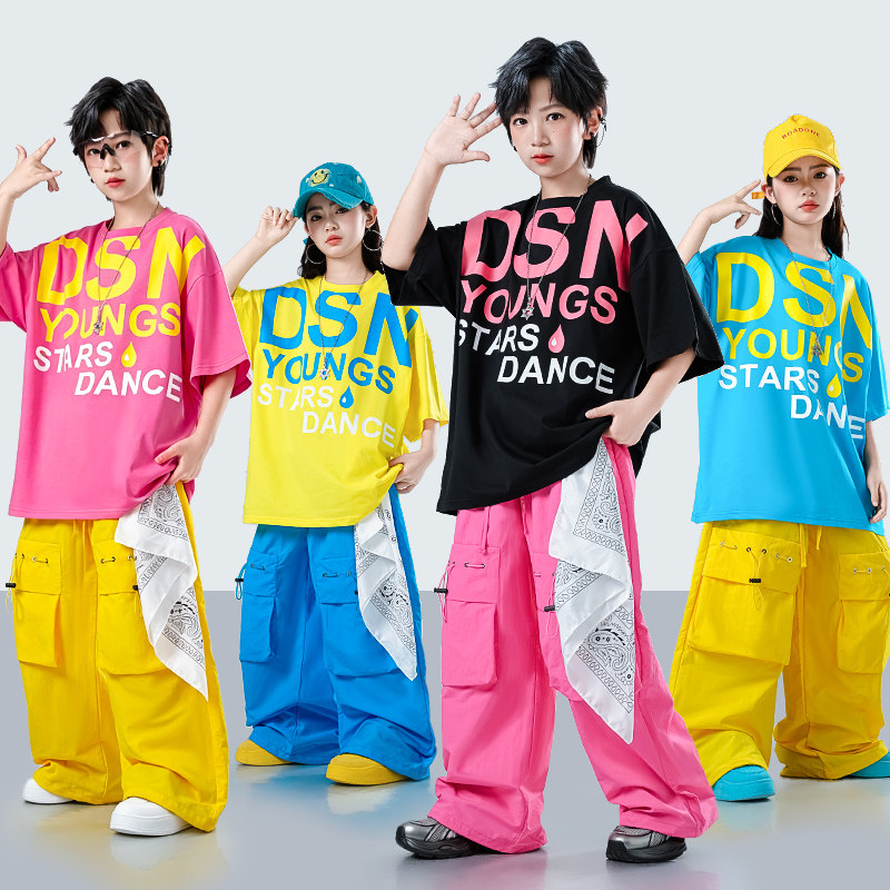 少儿街舞服装嘻哈风炸街男童酷帅hiphop架子鼓儿童演出服潮服套装图片