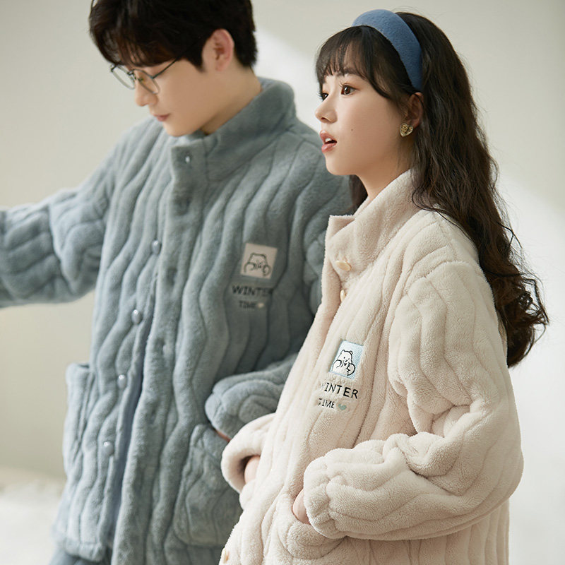 马克公主情侣睡衣冬季女小熊珊瑚绒超厚三层夹棉袄套装男士可外穿,女士内衣/男士内衣/家居服,睡衣/家居服套装,淘宝优惠券,粉丝福利购,淘宝优惠卷
