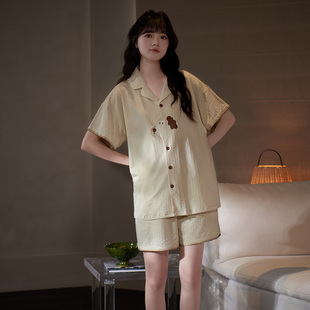 马克公主凉感纯棉睡衣女夏季 卡通休闲家居服 创意可爱小狗短袖 短裤