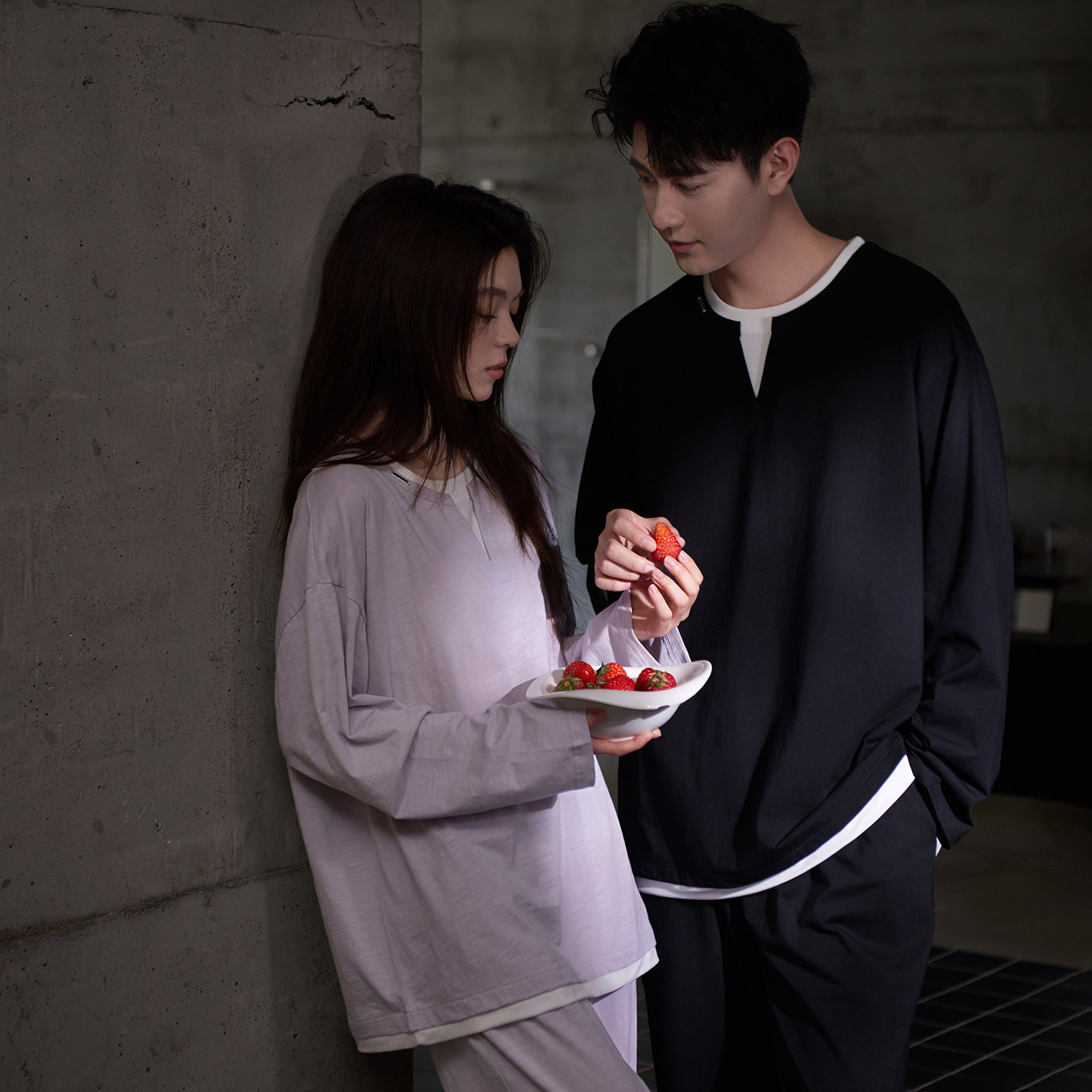 马克公主轻运动情侣睡衣女春秋款纯棉假两件休闲可外穿男生家居服