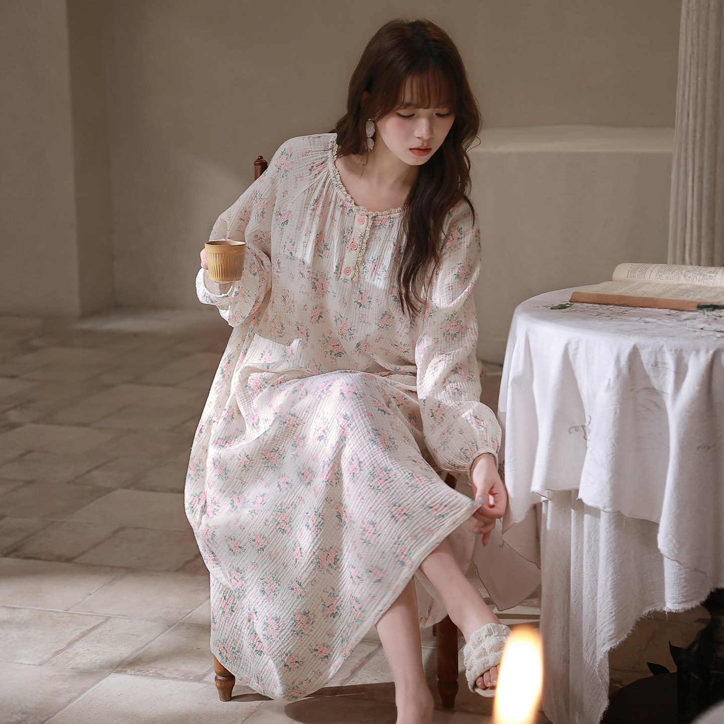 马克公主甜美可爱碎花睡裙女春秋
