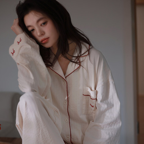 马克公主甜美休闲睡衣女春秋纯棉