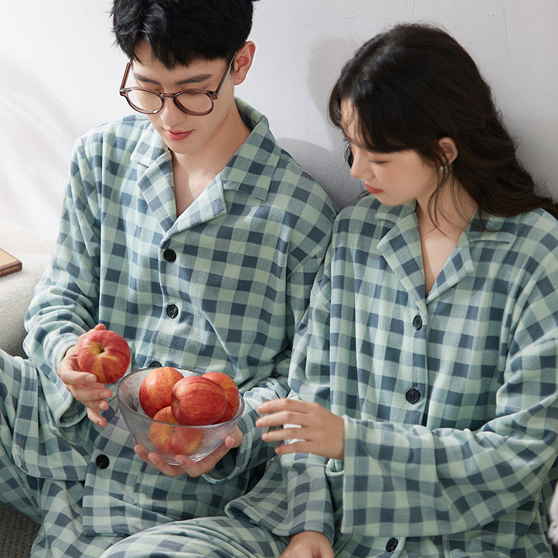 马克公主情侣睡衣女秋冬珊瑚绒薄绒美式格子套装男士海岛绒家居服,女士内衣/男士内衣/家居服,睡衣/家居服套装,淘宝优惠券,粉丝福利购,淘宝优惠卷
